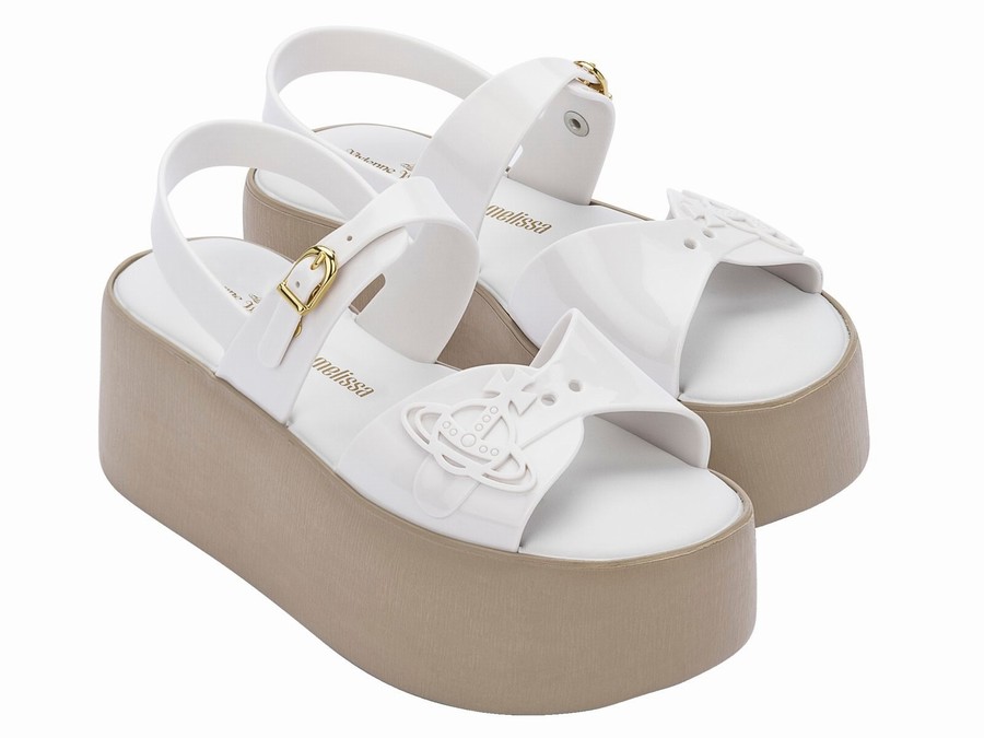 Sandalias Plataforma Melissa Vivienne Westwood Connect Mujer - Blancas - Argentina KTC-068943